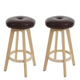 thumbnail of Set van 2 barkrukken Navan, barkruk counter stool, hout imitatieleer draaibaar ~ bordeaux, lichte poten