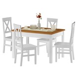 thumbnail of Zweifarbiger Küchentisch 80x120 Esstisch Massivholz Platte Eiche gebeizt Gestell weiß 90.70-51BE