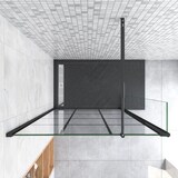 thumbnail of AICA Walkin Mampara Panel de ducha Serigrafiado de celosía cuadrada 2hojas Vidrio 8mm Antical con Barra Negra 70-120cm Tamaño[(83.9-85.9)+40]x200cm