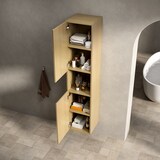 thumbnail of Badezimmer Wandschrank Golden Eiche 160x35x35 cm mit 2 Türen offenem Fach verstellbaren Böden Soft Close Scharnieren aus Sperrholz