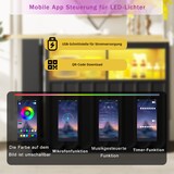 thumbnail of Bartisch ausziehbar 205x39x100 cm mit LED-Beleuchtung Stauraum Rollen und USB-Anschluss MDF Glas Schwarz für Küche Wohnen