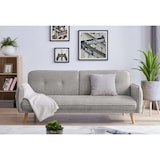 thumbnail of SalesFever Sofa 3-Sitzer | mit Schlaffunktion | Bezug Strukturstoff | Beine Hevea-Holz | B 188 x T 85 x H 80 cm | hellgrau – natur