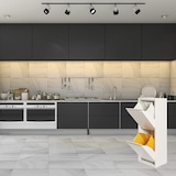 thumbnail of WellHome - Metalen vuilnis- en recyclebak met 2 compartimenten van 34L (2x17L), kleur Matwit - 33,5x25x92cm