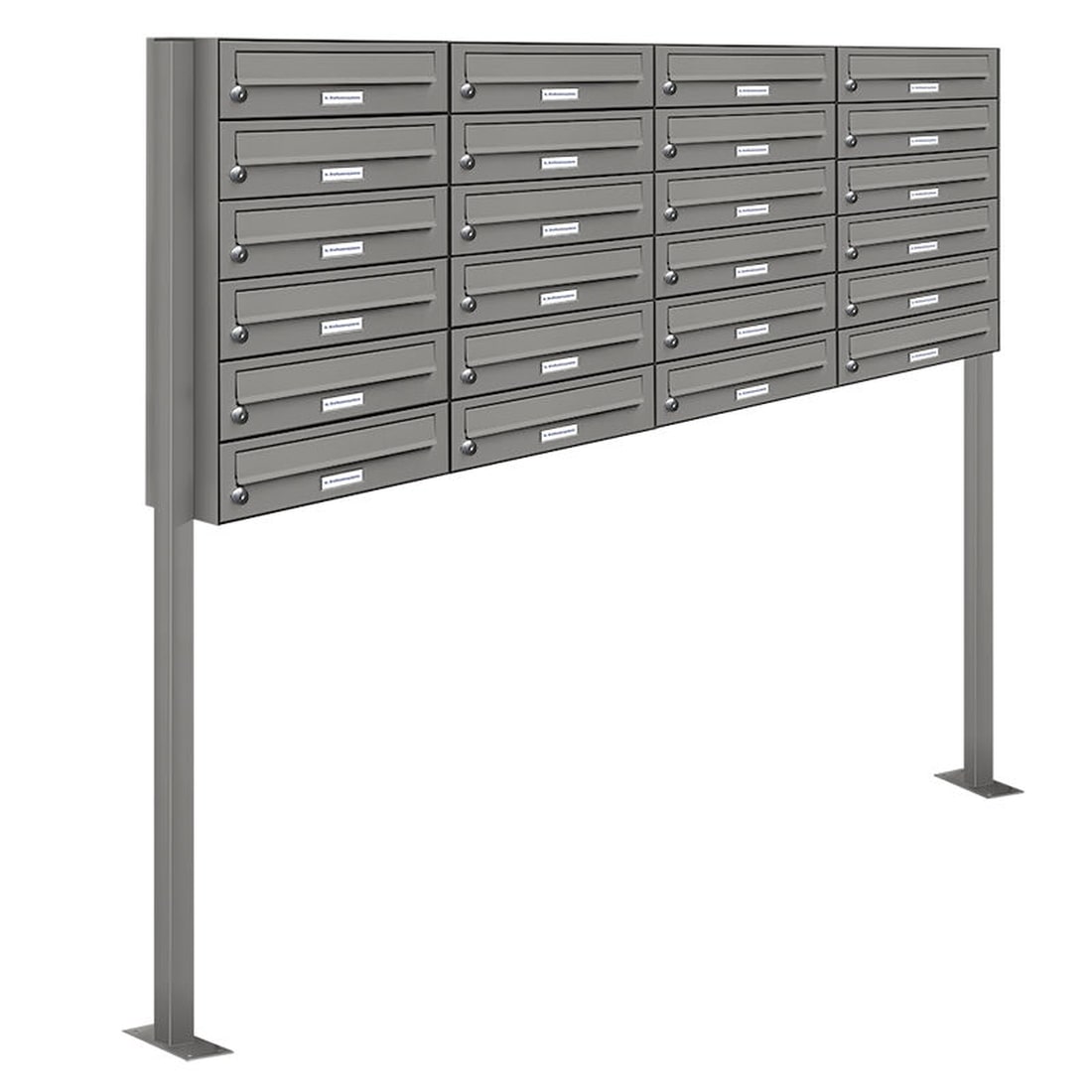 AL Briefkastensysteme 24 Fächer Premium Stand Briefkasten Anlage in RAL 9007 Aluminium Grau, Post A4, robust, wetterfest, Artikelnummer: 132P24S4P9007