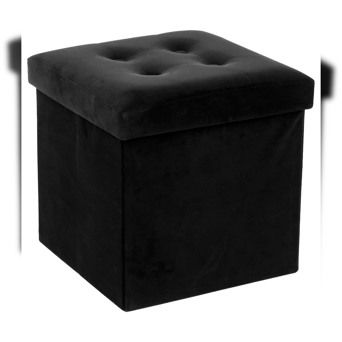 Atmosphera FIVE - Lysander – Klappbarer Pouf aus Samt in Schwarz