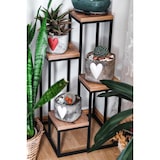 thumbnail of Metalen Plantentafel met Houten Etagères - 34 x 34 x 67 cm - Plantenrek - Tuin Etagere - Plantenzuil - Vierkant