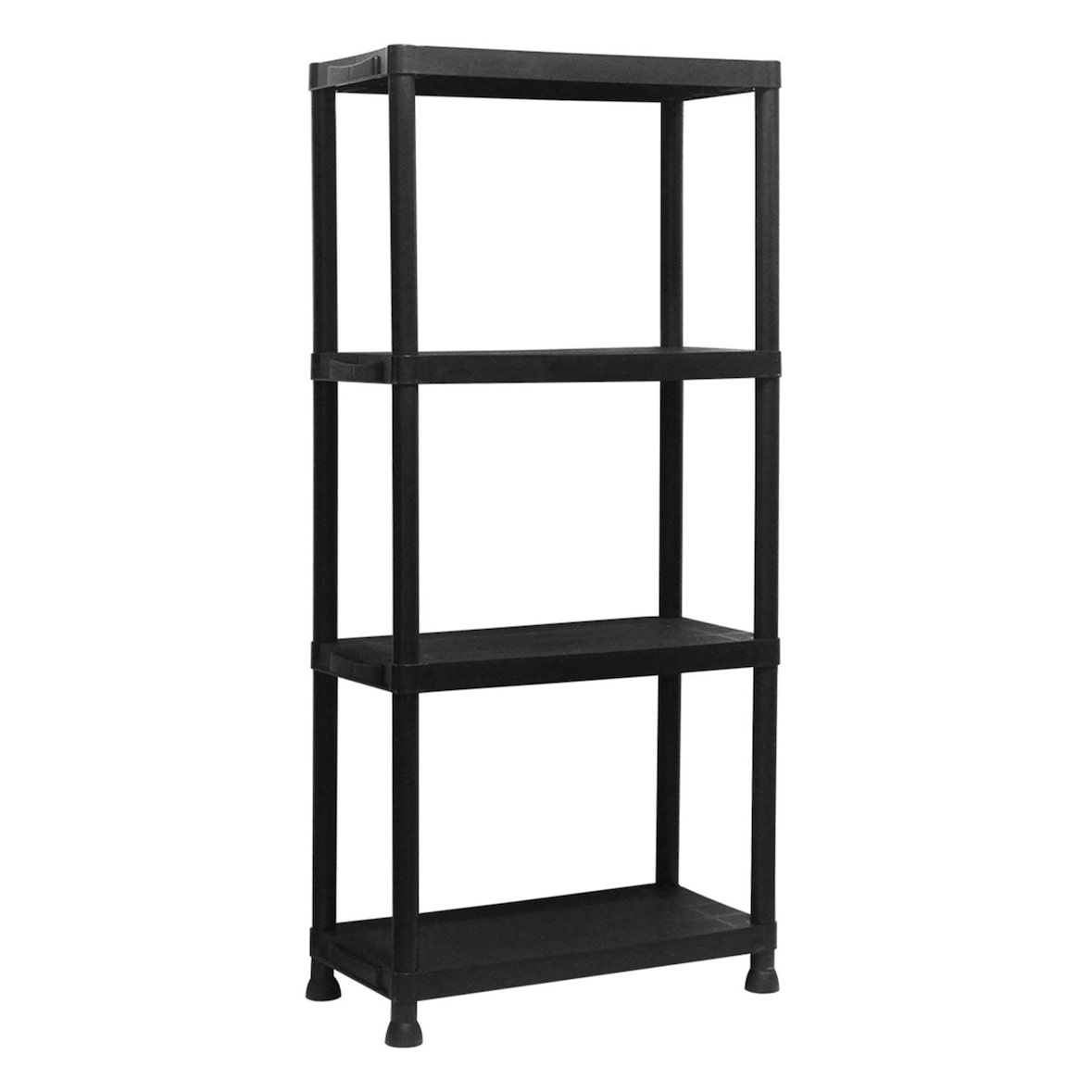 Estantería de Resina 4 Baldas Negra Versátil - 131x61x31 cm - Capacidad 100kg - Organizador de Plástico para Garaje Trastero y Oficina