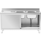 thumbnail of Royal Catering - Royal Catering RC-IKS03 Plonge En Inox Professionnelle Sur Meuble Bas Armoire Placard Avec Évier Acier Inoxydable (2 bacs : 400 x