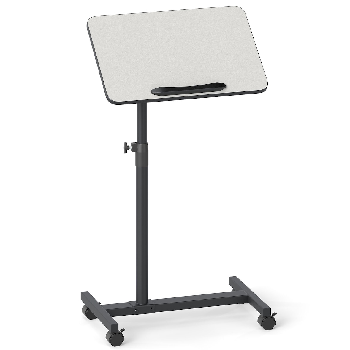 COSTWAY Mesita de noche con ruedas, regulable en altura, mesa de enfermería con tablero inclinable y giratorio 360° (gris)