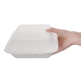 thumbnail of Fiesta kompostierbare Mahlzeitendosen aus Bagasse mit Scharnierdeckel, 22,3 cm (200 Stück)