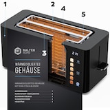 thumbnail of Balter Toaster 4 Scheiben, Langschlitz, Edelstahl, Brötchenaufsatz, LCD Display, Auftaufunktion, Brotzentrierung, Krümelschublade TS-44 schwarz