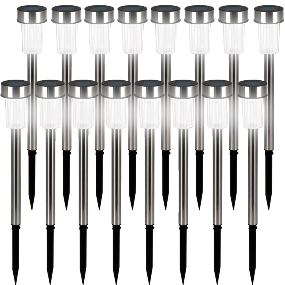 MONZANA® LED Solarlampe Außen 16er Set Wetterfest Erdspieß Edelstahl Solar Gartenbeleuchtung Solarleuchte Wegeleuchte