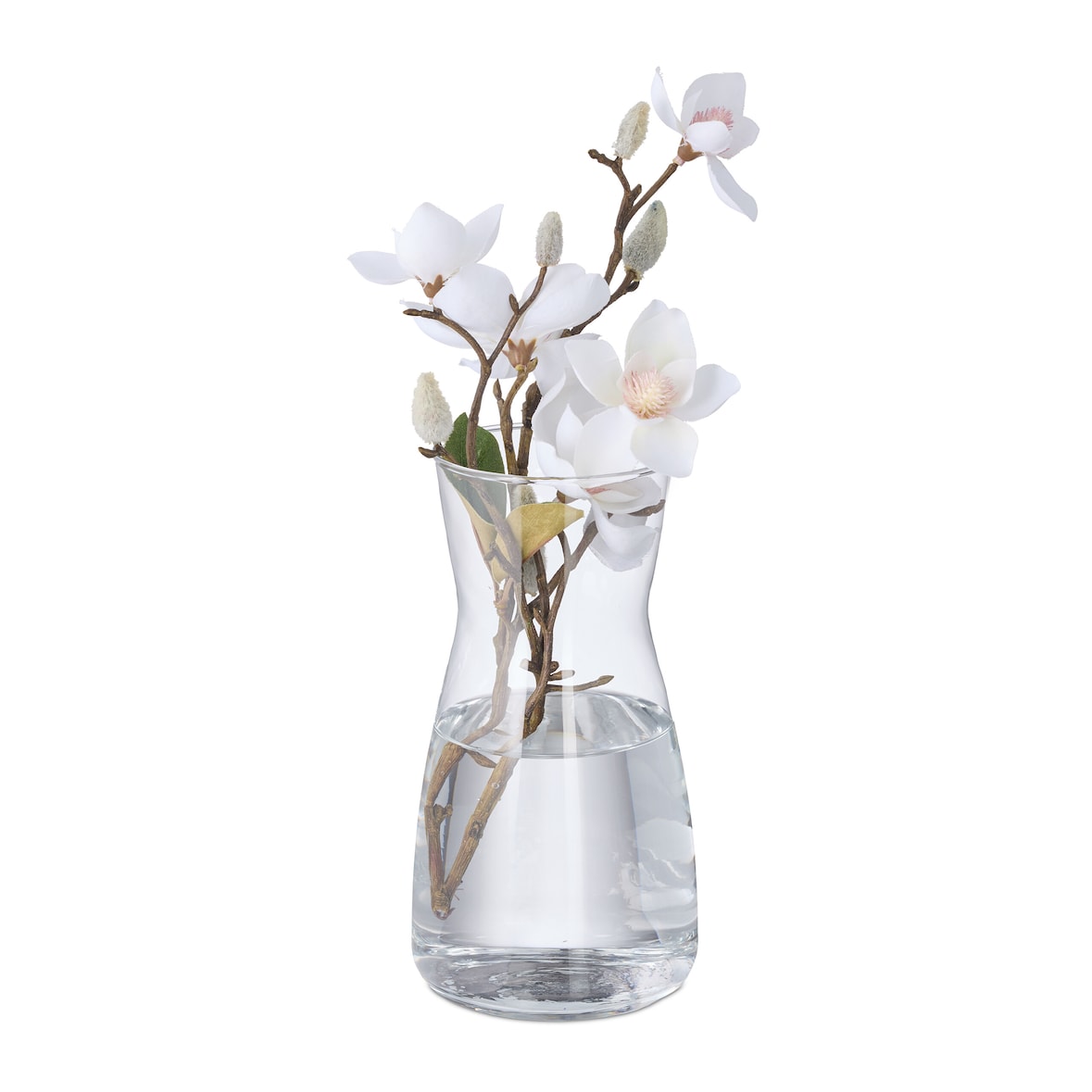 Relaxdays Blumenvase, Glasvase für Blumen, Tischvase aus Klarglas, hohe Dekovase, Maße H x D: 20 x 10,5 cm, transparent