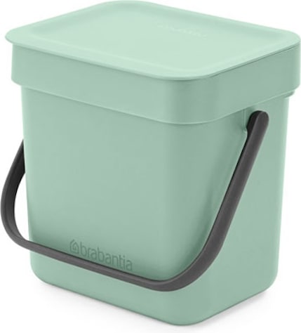 Brabantia Abfallsammler mit Stay-open Deckel | 3 Liter, HxBxT 17,4x18,8x13,9cm | Kunststoff | Jade