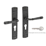 thumbnail of Schildgarnitur Türbeschlag Antik Grau Türdrücker Langschild Profilzylinder 8-72mm