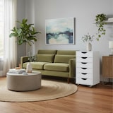 thumbnail of Relaxdays Rollcontainer, 6 Schubladen, HxBxT: 78 x 40 x 40 cm, Aktenschrank auf Rollen, Bürocontainer, weiß