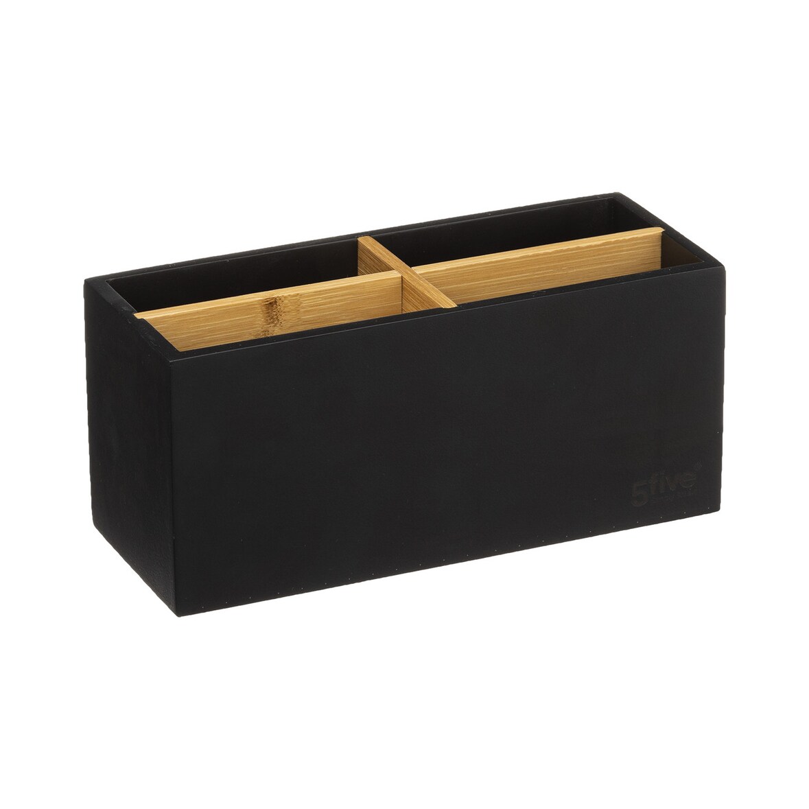 Organiseur Rangement maquillage 4 compartiments Noir et Bambou