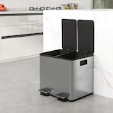 thumbnail of Cubo de basura de cocina con 2 compartimentos 2x15L papelera de cocina de acero inoxidable con pedales tapas de cierre suave y cubo extraíble plata
