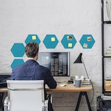 thumbnail of Relaxdays Filzpinnwand, 6 Stück, selbstklebende Sechsecke aus Filz, HxBxT: 26x30x0,9 cm, Filzwand inkl. Pinnnadeln, blau