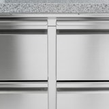thumbnail of Romux® Pizzatisch 1 Tür und 4 Schubladen 140x70 cm mit Arbeitsfläche aus Granit mit Umluftkühlung | Pizzakühltisch aus Edelstahl
