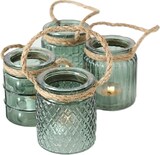 thumbnail of Windlicht Trax Glas lackiert Henkel H.9 cm pastell grün 4er Set
