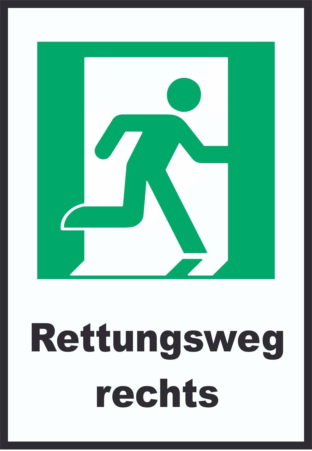 Rettungsweg rechts A0 Rückseite selbstklebend Schild