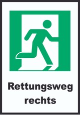 thumbnail of Rettungsweg rechts A0 Rückseite selbstklebend Schild