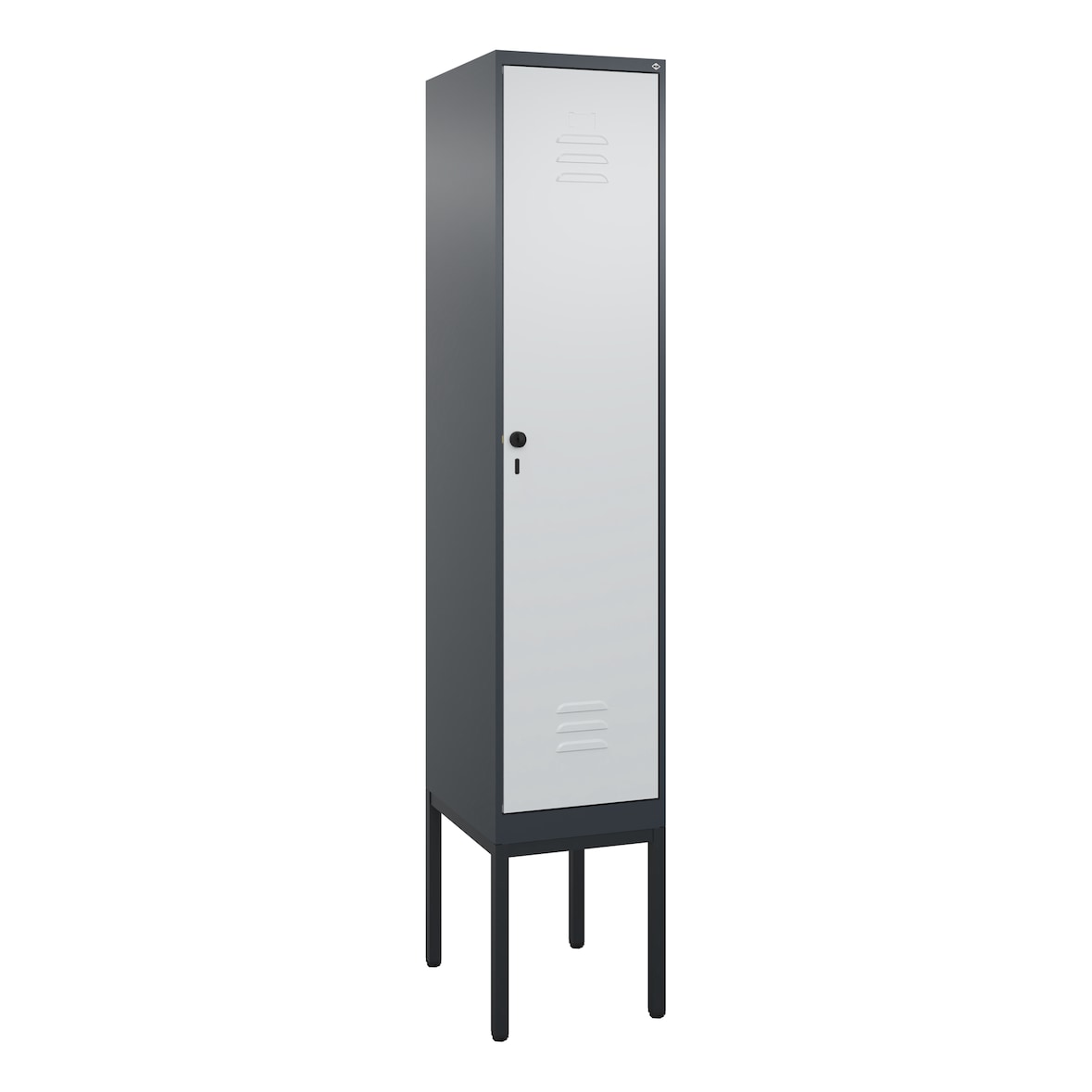 C+P Spind Classic PLUS, Gestell, 1 Abteil, HxBxT 212x40x50cm, Sicherheitsdrehriegel, Anthrazit/Hellgrau von PROREGAL