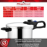 thumbnail of Magefesa Favorit - Olla Express 6L, Acero Inoxidable 18/10, Mango Ergonómico, Cocina Rápida, Fondo Tricapa, Induccion, Limpieza Fácil, Cocina Sana