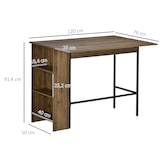 thumbnail of HOMCOM mesa de bar extensible mesa de bistró mesa de comedor con 3 estantes de almacenamiento y marco de metal para cocina comedor 120x76x91,4 cm