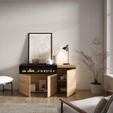 thumbnail of Credenza, Mobile, Cucina, Madia, mobile ingresso, 150x35x75cm, 3 Porte, Camino elettrico, Stile moderno, Rovere e nero _ 69_3