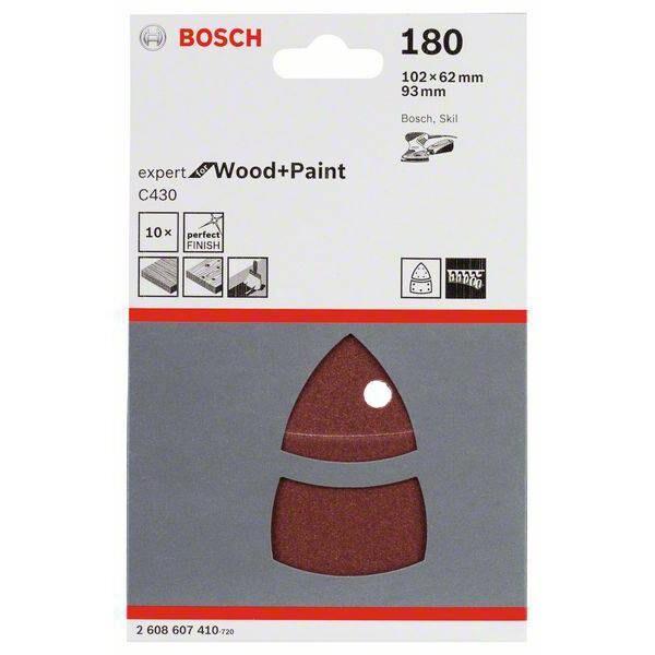 Schleifblatt C430, 10-teilig, 102 x 62, 93 mm, 180, 11 Löcher