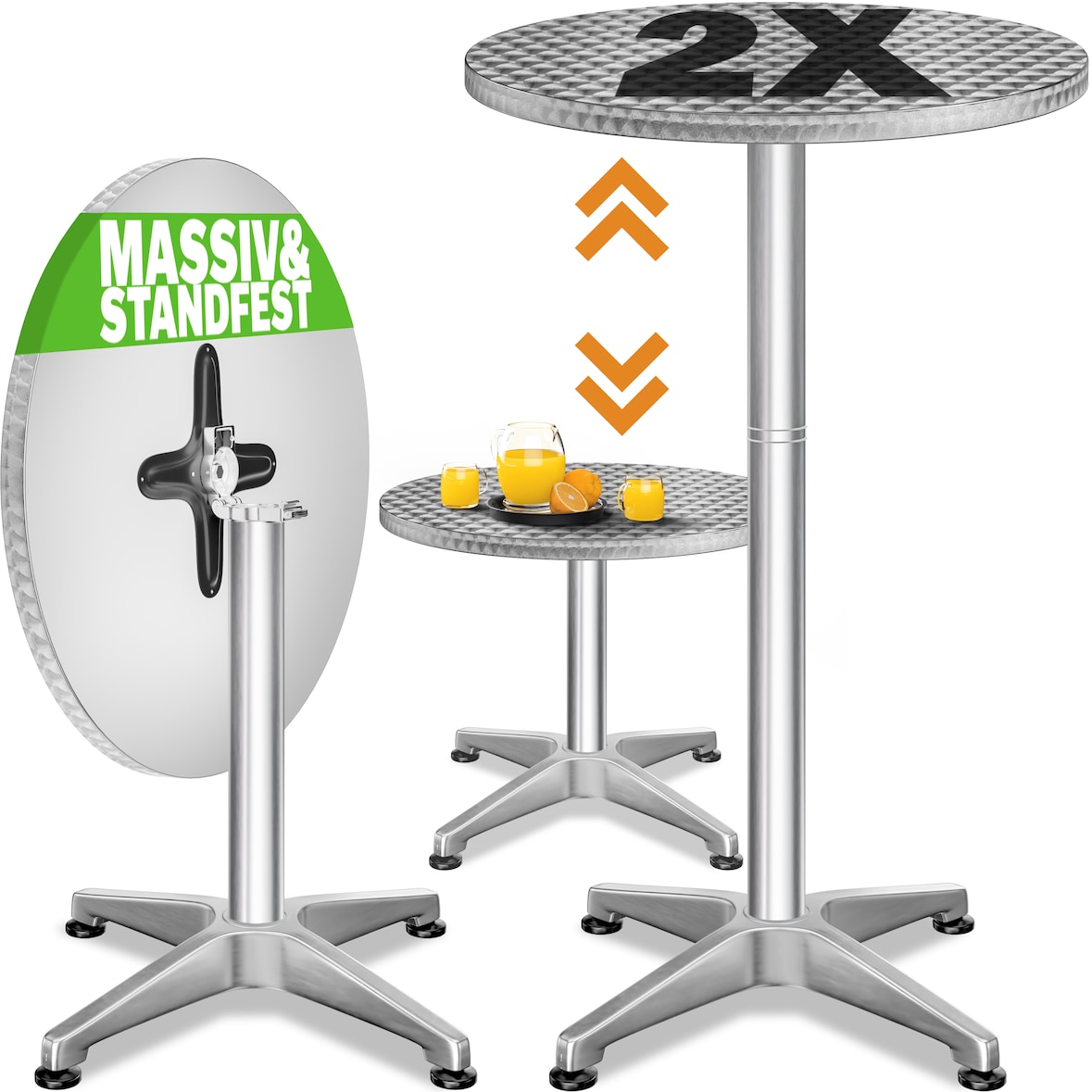 CASARIA® 2er Set Stehtisch Klappbar Höhenverstellbar