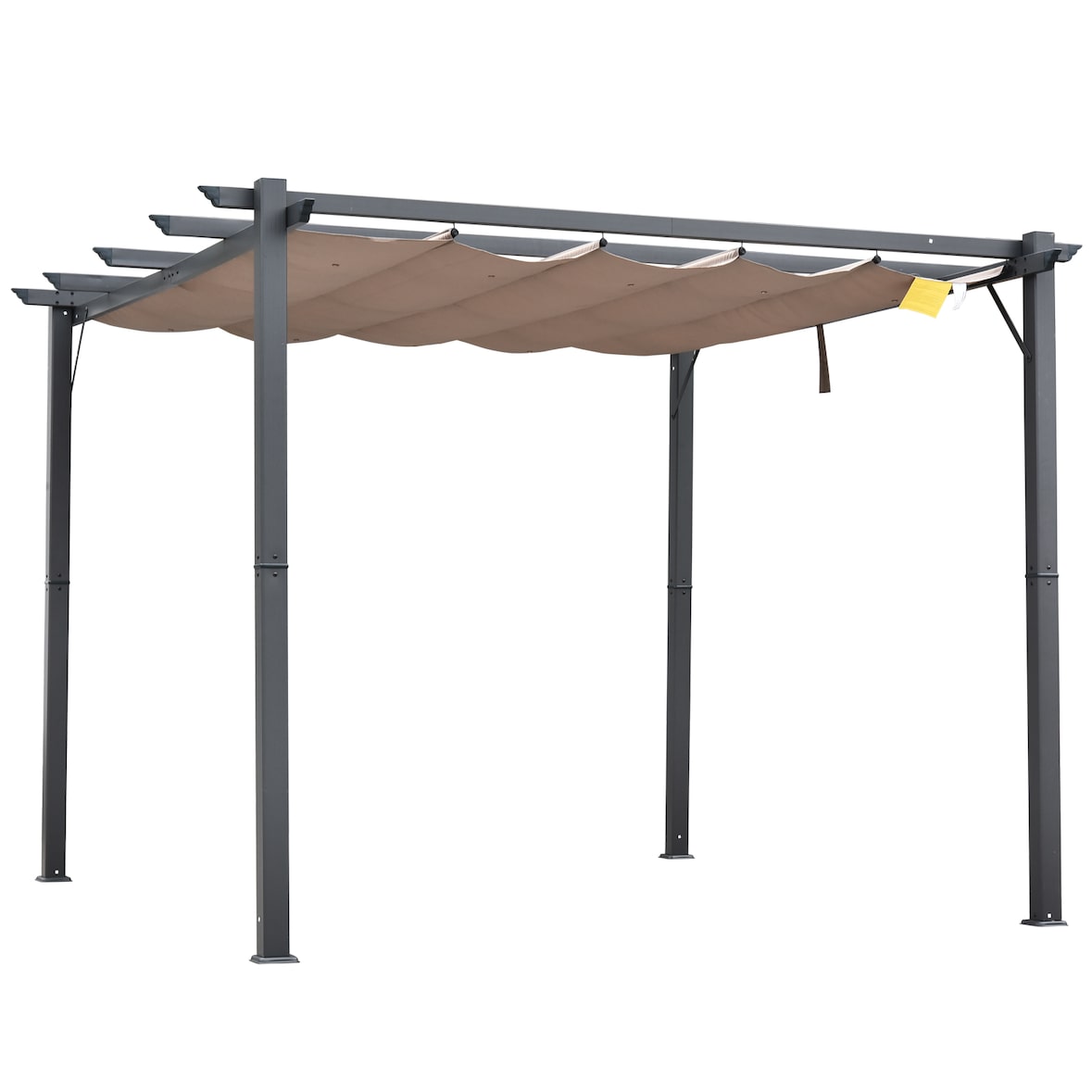 Outsunny pérgola de aluminio gazebo cenador 3x3m jardín patio terraza con techo retráctil marrón y gris