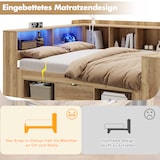 thumbnail of Merax Einzelbett 90x200cm, Stauraumbett mit LED, USB & Schreibtisch, Regalen & Schubladen, Holz, Naturfarbe