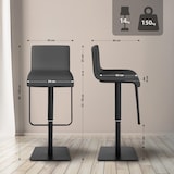 thumbnail of Banco de bar em couro sintético Limon cinza/preto