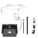 thumbnail of Gasfrit - Keukenspoelbak met sifon voor opbouwmontage van roestvrij staal zwart, 1 spoelbak, 540 x 490 x 200 mm
