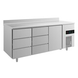 thumbnail of Gastro Kühltisch 1 Tür rechts 6 Schubladen links&mittig Umluftkühlung Aufkantung, 1865x700x850mm -2/+8°C 474L