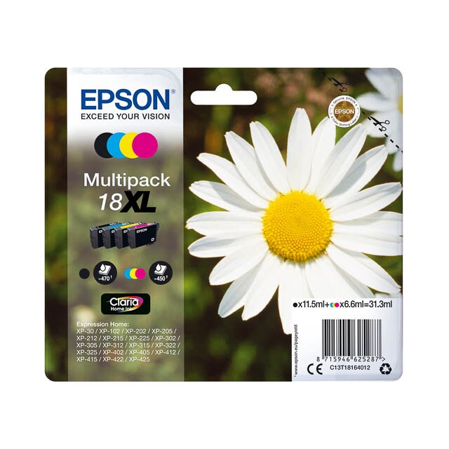 Epson Multipack T1806 - Paquerette - Noir, Cyan, Magenta, Jaune