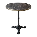 thumbnail of Stamp Reverdy Table Retro 3 branches Plateau Ø60 cm stratifié décor dark marble cerclé laiton 5658