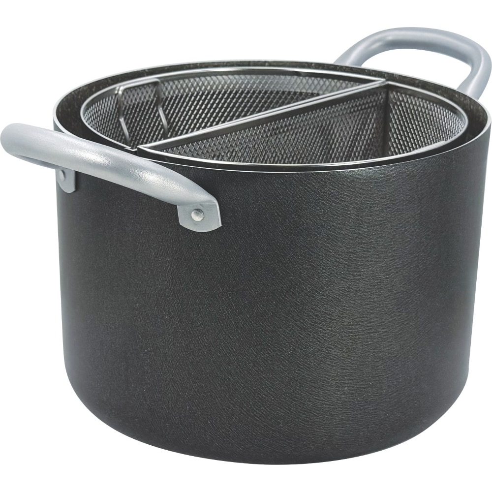 Mamù-Topf mit zwei Griffen und zwei Körben mit Glasdeckel ⌀ 22 cm, hergestellt in Italien aus kratzfestem, antihaftbeschichtetem Aluminium
