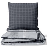 thumbnail of Baumwolle Bettwäsche 135x200 cm Gestreift Grau Anthrazit Wendeseite Streifen mit Reißverschluss