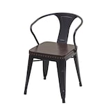 thumbnail of 2er-Set Esszimmerstuhl HWC-H10d, Stuhl Küchenstuhl Chesterfield Metall Kunstleder Industrial Gastronomie ~ schwarz-braun