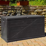 thumbnail of Baule in resina antracite effetto legno da esterno 120x56xh63 cm 420 lt chiudibile con lucchetto Multibox Wood