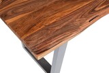 thumbnail of Esstisch Baumkante Massiv Sheesham-Holz naturfarben 180 x 90 U-Gestell silber Hero