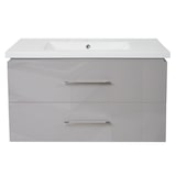 thumbnail of Premium Waschbecken + Unterschrank HWC-D16, Waschbecken Waschtisch, hochglanz 90cm ~ grau