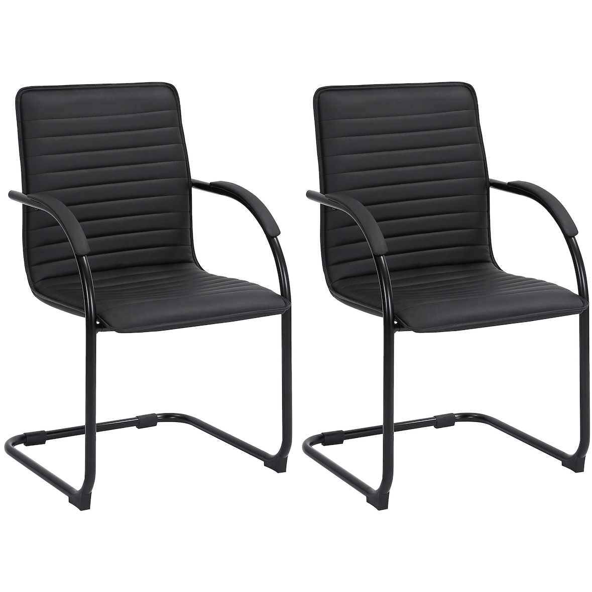 Lote de 2 sillas de visita Tira imitación cuero Negro/negro