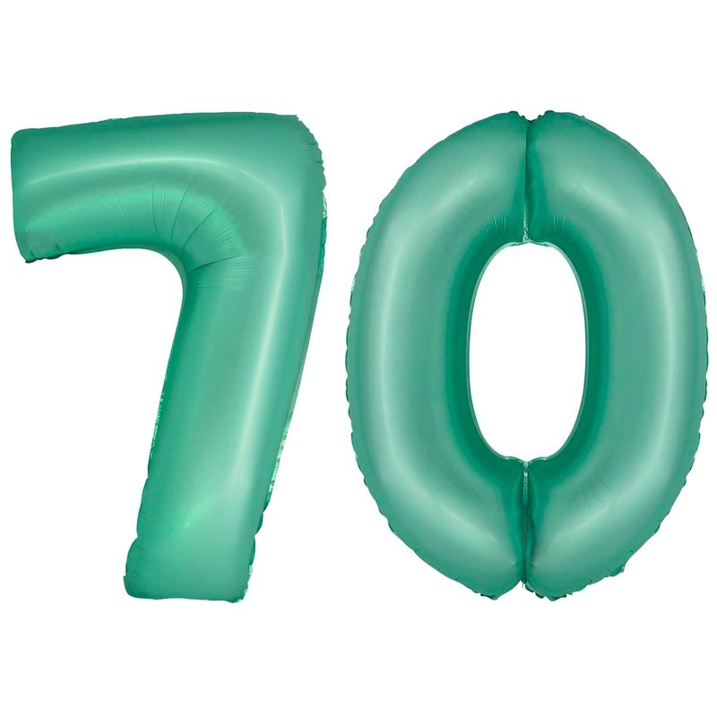 Playflip XL Folienballon mint grün Zahl 70
