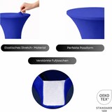 thumbnail of Stehtischhusse für Bistrotisch mit 4 verstärkten Fußlaschen elastisch Stretch OEKO-TEX zertifiziert  Ø 60-65x110-120 cm Royalblau (5 Stück)