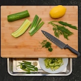 thumbnail of Bambus Schneidebrett - 49x37x8 cm mit Edelstahl Auffangschale - Holz Brett Natur